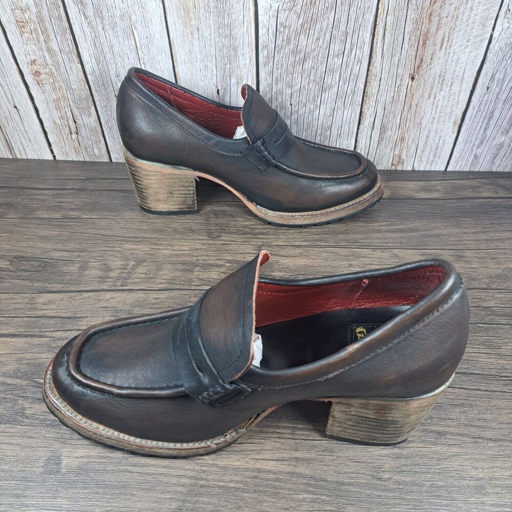 Freebird Bristol Brown Leather Chunky Heel Slip On Loafer Women's Sz 10 (VGC) - Picture 5 of 13